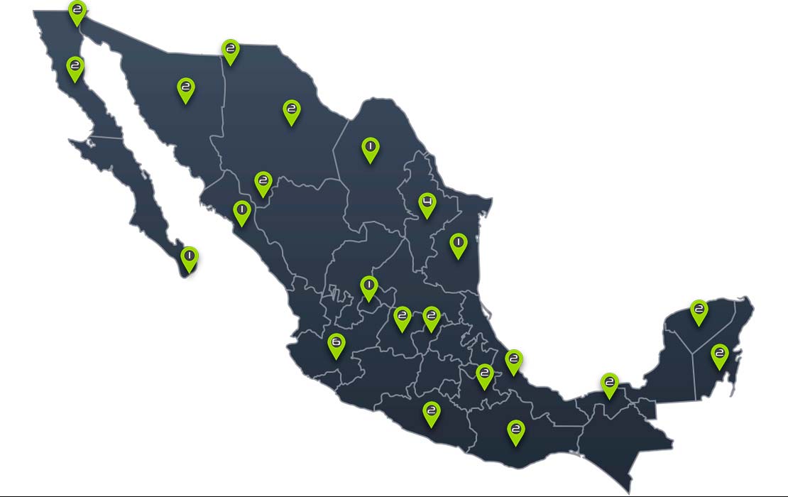 Mapa de cobertura técnica nacional ADS LOGIC MÉXICO